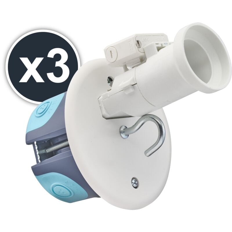 Lot x3 bte plafond stopair D67 P50 dcl+douille B22 + Fiche dcl - 718619 - Debflex