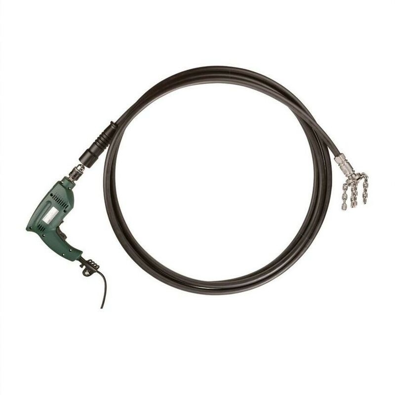 Débistreuse avec tête inox et chaîne pour perceuse 7 m