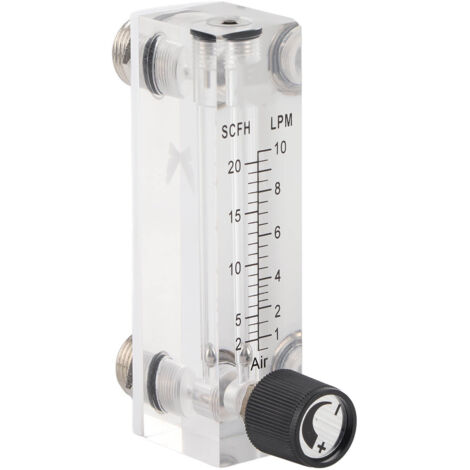 Débitmètre à gaz PMMA réglable 110LPM avec raccords 1/4" BSP et M18x1.5