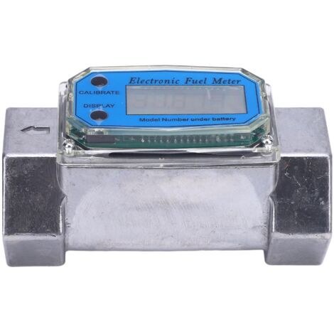Débitmètre de carburant à turbine numérique Débitmètre à unités multiples multifonctionnel en métal de haute précision pour l'eau, le gazole, l'essence 45 mm / 1,8 pouces : minimum 30 L/min, maximum 2