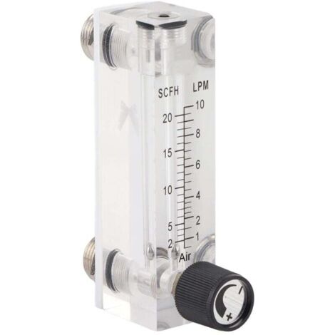 Débitmètre de gaz, débitmètre LZM-6T, 1 à 10 l/min, 1/4" M18 x 1,5, plaque en plexiglas acrylique réglable avec vanne de régulation pour