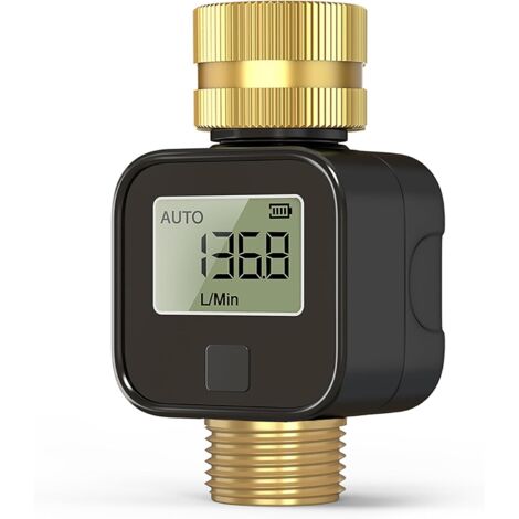 Débitmètre d’eau en laiton  Mesure précise du débit en temps réel – Convient aux tuyaux d’arrosage, aux systèmes d’irrigation, aux camping-cars et aux pulvérisateurs de jardin