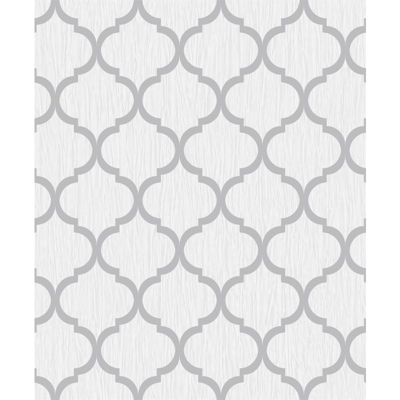 Glitter Trellis Wallpaper White Silver Metallic Sparkle Geometric Debona Crystal