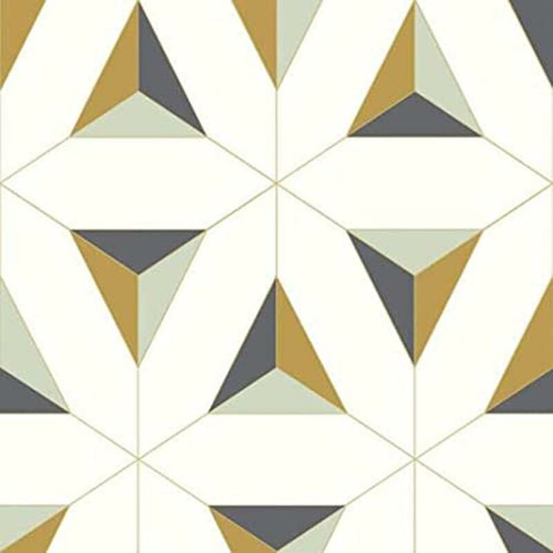 Elisir Large Geometric Design White Black Green Paste The Wall Wallpaper - Debona