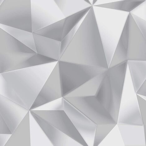 main image of "Debona Spectrum 3D Effect Geometric Grey/Silver Metallic Wallpaper 5020"