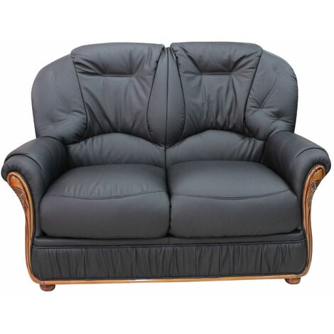 Debora Genuine Italian Leather 2 Seater Sofa Settee Black