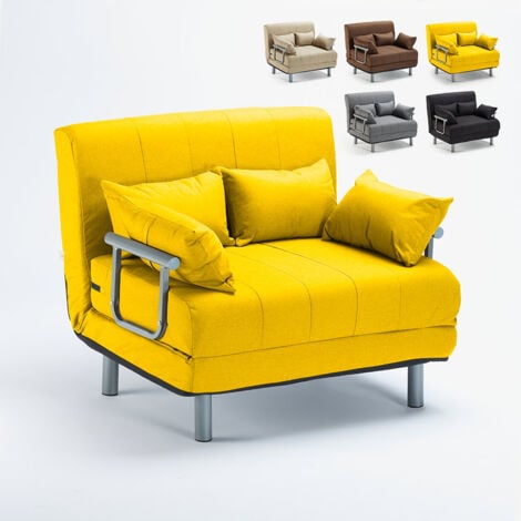 LE ROI DU RELAX Deborah Twin 1,5-Sitzer Stoff Schlafsessel Schlafsofa klappbar Farbe: Gelb