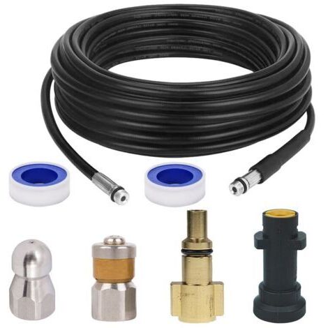 Débouchage de tuyau 15m pour nettoyeur haute pression – Compatible Karcher K2-K7 – Pression 180 bar – Température 60°C – 3 couches