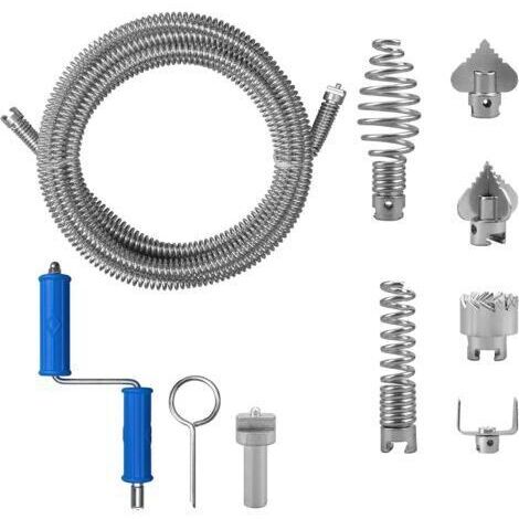 Deboucheur Canalisation 5 Metre Diamètre 12 mm, Plomberie Avec 8 Pièces Dragage Nettoyeur Adaptateurs éLectriques