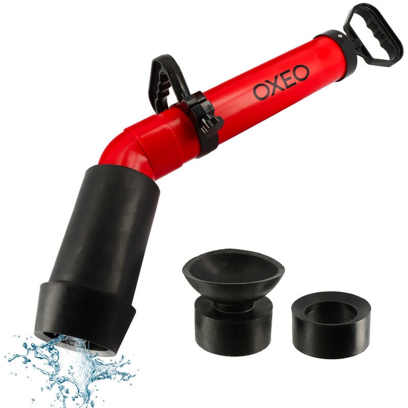 Déboucheur canalisation Pro - 3 Adaptateurs Inclus - Déboucheur à pompe - Evier - Toilette - Baignoire