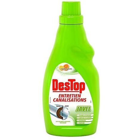 Déboucheur chimique de canalisation javel 750 ml – Évite bouchons et mauvaises odeurs – Lutte contre bactéries – Parfum citron-pamplemousse – Destop