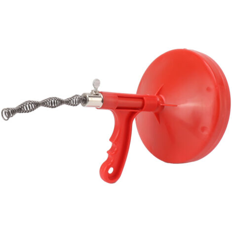 Déboucheur de canalisation flexible en acier carbone, manche antidérapant pour évier de cuisine rouge, économique en effort.