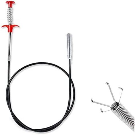 Déboucheur de canalisation Flexible et Puissant, 90 cm d'évier Serpent Grabber Spring Drain Hair Remover Outil pour évier Cuisine, Salle Bain, Toilettes (Noir) Noir, 90cm -