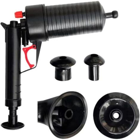 Déboucheur de toilettes à air comprimé, outil de nettoyage de canalisations d'évier, outil professionnel de débouchage de tuyaux avec ventouse (noir)