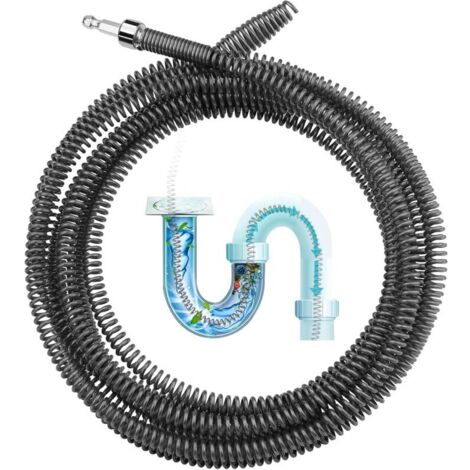 Déboucheur professionnel 4 m x 10 mm, spirale multifonction pour toilettes et évier.