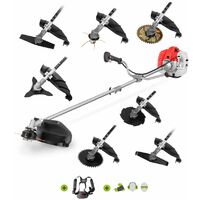 Debroussailleuse 8-1 moteur 65cc Tete de fils, lame 3 dents et Harnais -GREENCUT