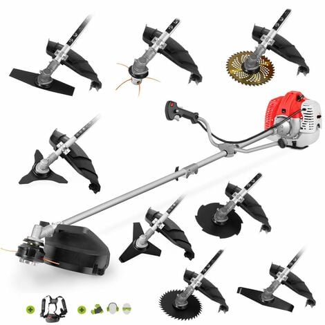 Débroussailleuse à essence GREENCUT GGT650X-9 - 65cc - 4,9cv - Moteur 2 temps - 9 accessoires pour la coupe - Guidon à double poignée - Régulateur de puissance - Harnais de sécurité