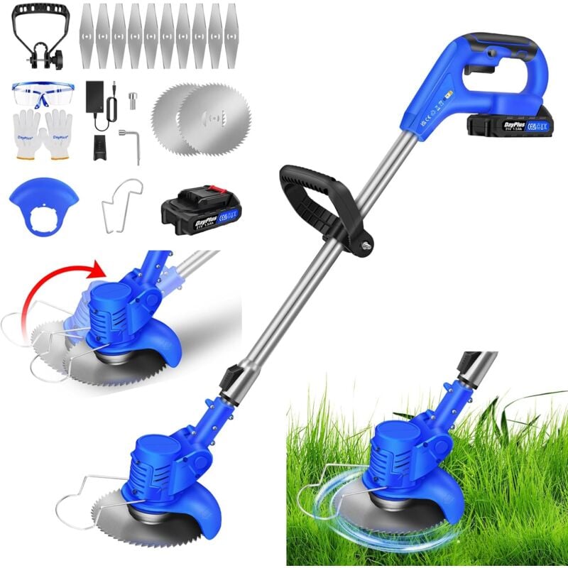 Lucn - Debroussailleuse Electrique sans Fil, Coupe Bordure avec Batterie et Chargeur, Coupe-Herbe de Jardin Coupe Bordure sans Fil avec 2 Types de