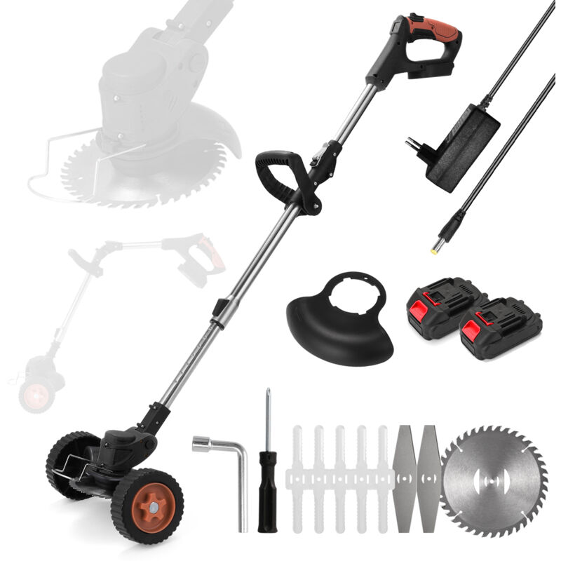 Debroussailleuse Electrique sans Fil , Coupe Bordure sans Fil avec Batterie 1300MAH et 3 Types de Lames, Débroussailleuses Electrique Batterie pour