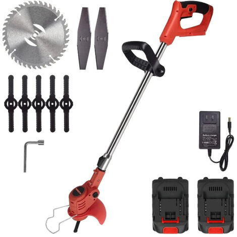 Debroussailleuse electrique sans fil-ion Herbicide électrique réglable Tondeuse à gazon Coupe-légumes Outil de jardin avec 2 piles