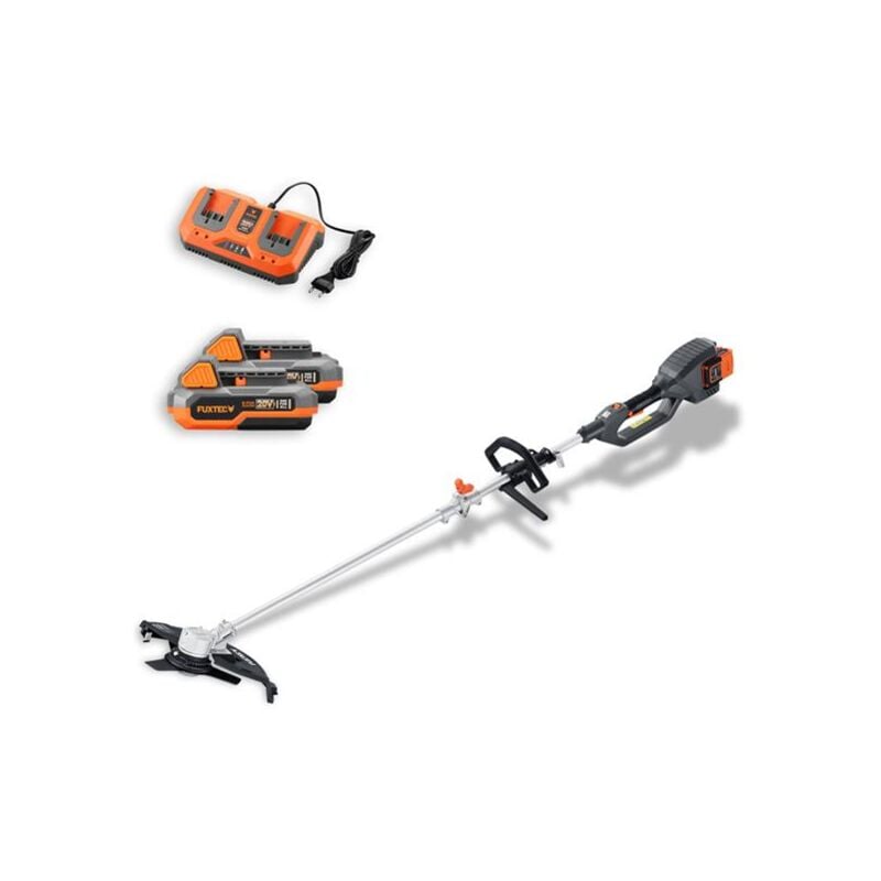 Débroussailleuse sans fil Fuxtec FX-E2MS – 2 batteries 20V 2Ah et double chargeur 2,4A inclus - Fil et lame - Largeur 25,5 - 35cm
