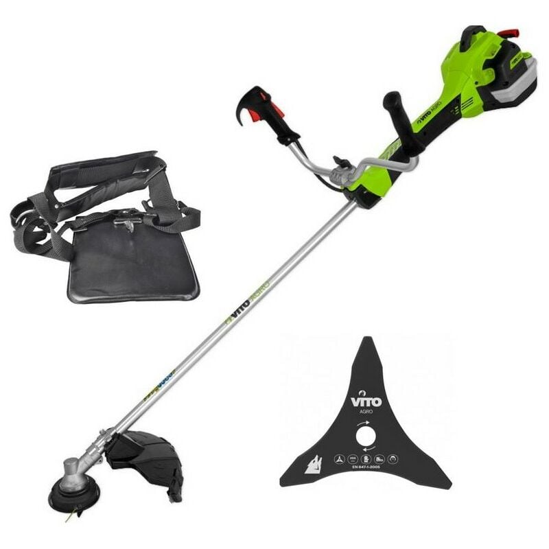 Debroussailleuse thermique 47Cm3 Moteur 2T 2.7CV + Bobine avec fil + lame 3 dents + Harnais Vito