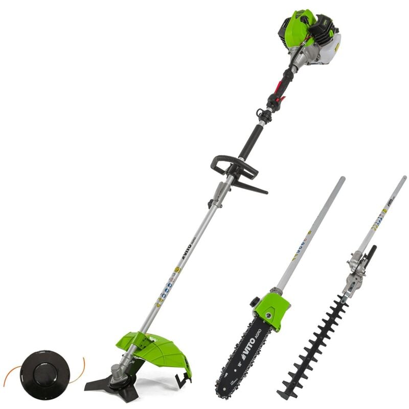 Débroussailleuse thermique 52Cm3 4 outils en1 Coupe bordure Taille haies Elageuse Moteur 2T Vito