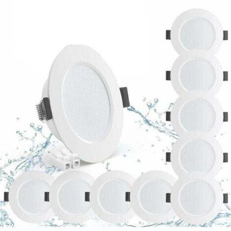 Debuns – Lot de 10 spots LED encastrables 5W IP44 – Blanc neutre 4000K – Étanche 450lm – Profondeur 25mm pour salle de bain et cuisine