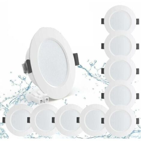 Debuns – Lot de 10 spots LED encastrables 5W IP44 – Blanc neutre 4000K – Étanche 450lm – Profondeur 25mm pour salle de bain et cuisine
