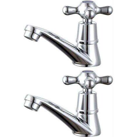 Debuns – Mitigeur de lavabo chaud et froid – Finition métal – Design à levier croisé – Anti-fuite – Pour salle de bain