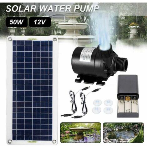 Debuns – Pompe solaire sans balais 800L/H 50W – Moteur ultra silencieux – Débit max 800L/H – Ascenseur d'eau 5m pour fontaines et aquariums