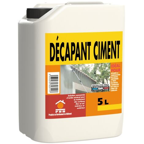 Décapant ciment 5L – Nettoyant puissant pour traces de ciment et mortier – Formule efficace pour surfaces intérieures et extérieures – PRB