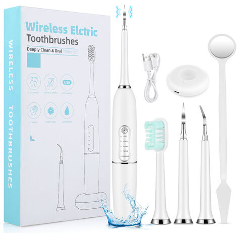 Décapant tactile à 5 vitesses, détartreur électrique domestique, nettoyage et rinçage des dents, appareil de beauté dentaire (blanc)