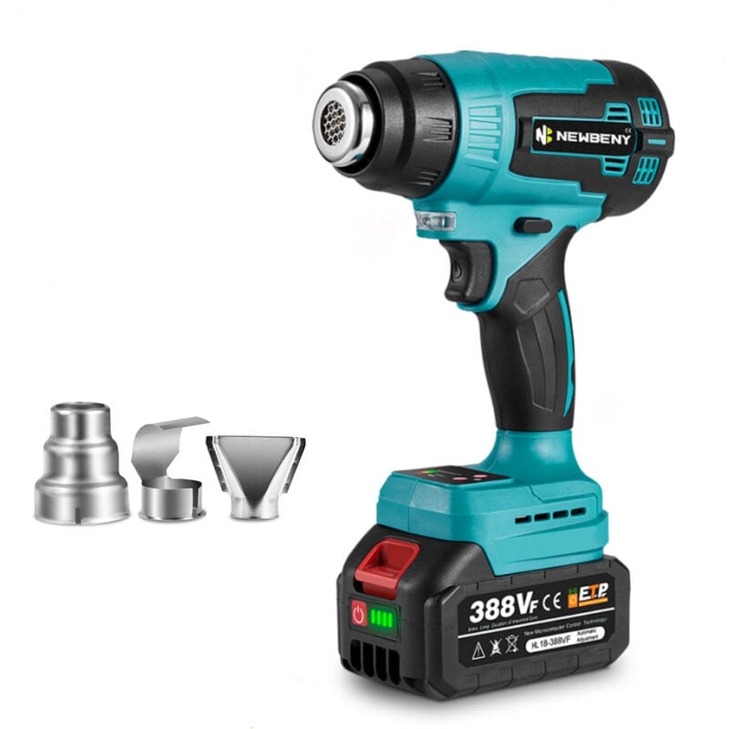 Onevan - Décapeur thermique 2000W avec affichage de la température à LED(50-500℃) 9 Vitesses réglables pistolet à chaleur avec 3 accessoires - 2