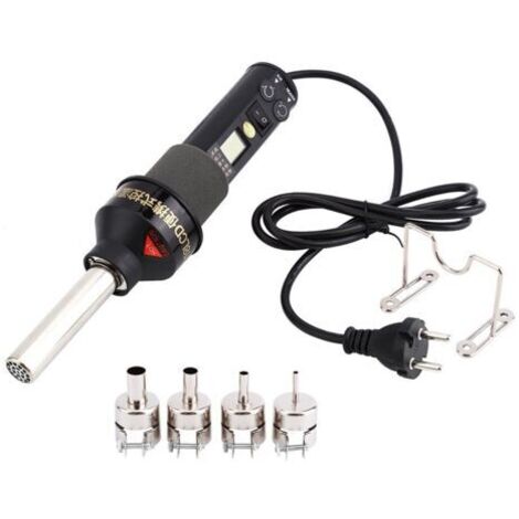 Décapeur Thermique, Pistolet à Air Chaud Électronique 220V 450W Réglable Portatif avec 4 Buses et 1 Support LCD Écran pour Bricolage Soudage