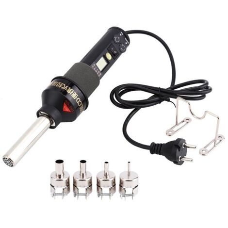 Décapeur Thermique, Pistolet à Air Chaud Électronique 220V 450W Réglable Portatif avec 4 Buses et 1 Support LCD Écran pour Bricolage Soudage