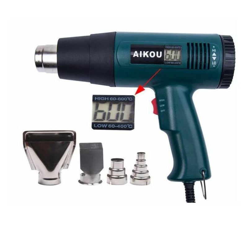 Fitags - Decapeur Thermique , Pistolet Air Chaud 1800W Affichage Numerique lcd Temperature 60 a 600 degres Celsius Chauffage Rapide , Debit d'air 300