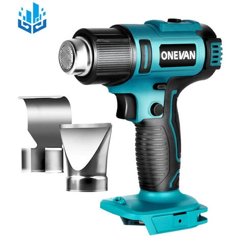 Décapeur thermique sans fil ONEVAN 2500W 300℃ Pistolet à Air Chaud pour Makita 18V - sans batterie avec 2 buses