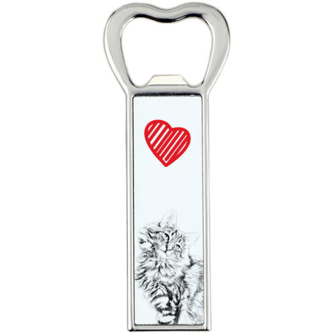 Décapsuleur chien des forêts norvégiennes avec chat, ouvre-bouteille personnalisé pour réfrigérateur, cadeau unique pour homme par Art-Dog