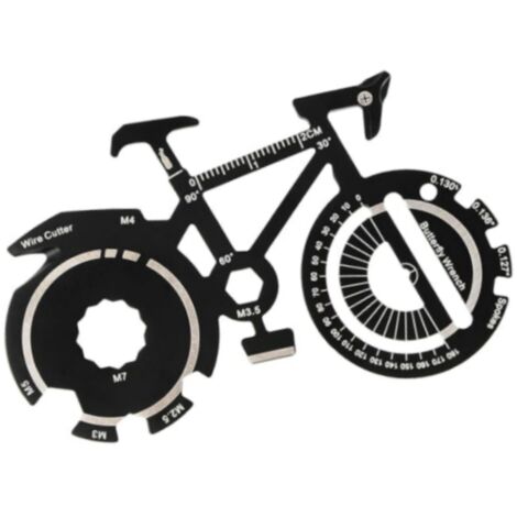 Décapsuleur de Bière, Ouvre-Bouteille De Vélo, Kit reparation velo Multifonctions Outil, Outil Multifonction D'extérieur pour Tournevis, Petit Couteau, Rapporteur, Décoration de Vélo（Noir）