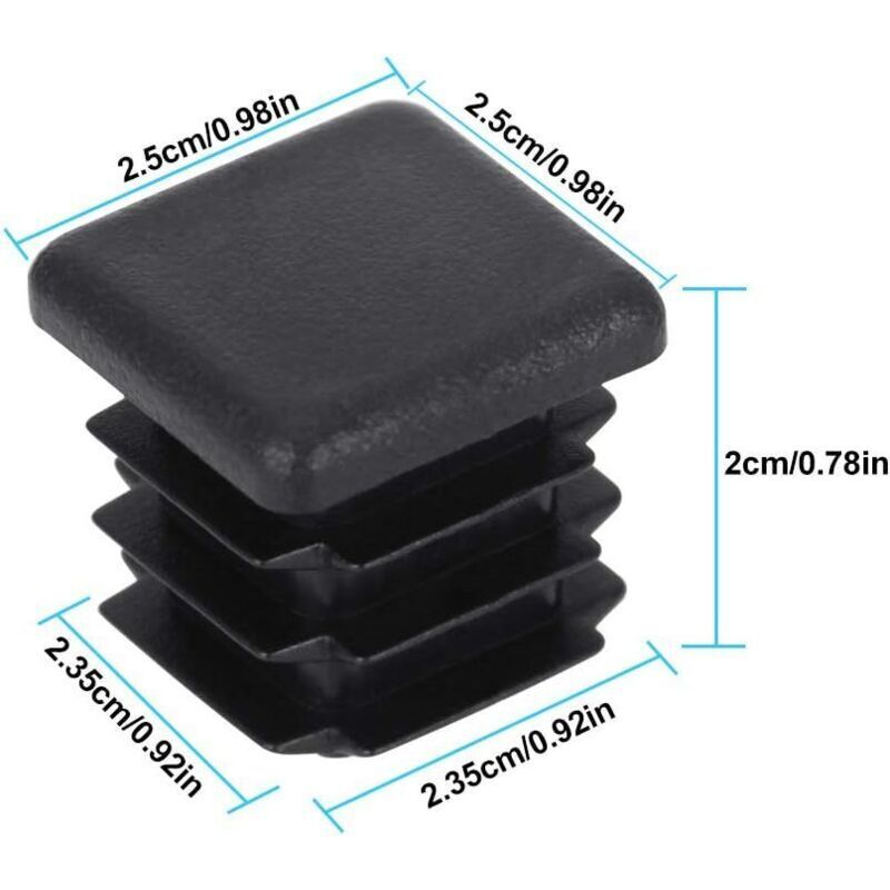 DECARETA 20 pcs Bouchon pour Pied de Chaisse,Bouchon pour Tuyau Carré, Capuchon pour Poteau Carré en Plastique pour Pieds de Meuble Trampoline