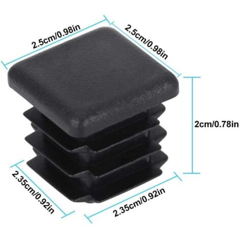 DECARETA 20 pcs Bouchon pour Pied de Chaisse,Bouchon pour Tuyau Carré, Capuchon pour Poteau Carré en Plastique pour Pieds de Meuble Trampoline Armoire Étagère Chaise, 25 25mm
