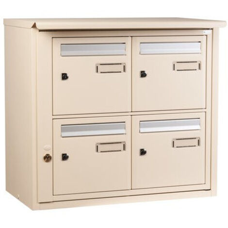 Decayeux – Boîte aux lettres collective extérieure sur pieds ivoire clair – 4 boîtes – Verticale B4 – Design pratique pour espaces collectifs