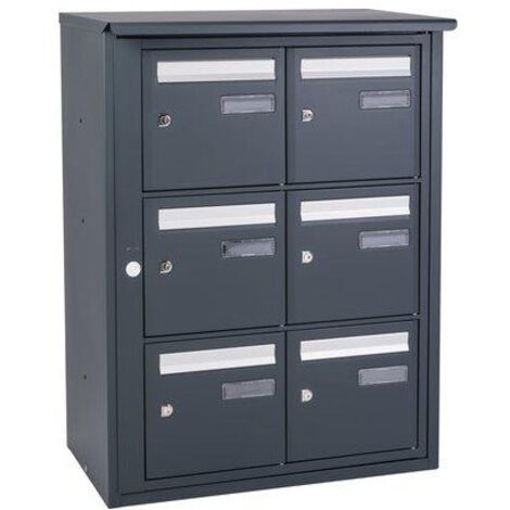 Decayeux – Boîte aux lettres collective extérieure sur pieds – Ivoire clair – 6 boîtes – Verticale B6 – Pour résidences collectives