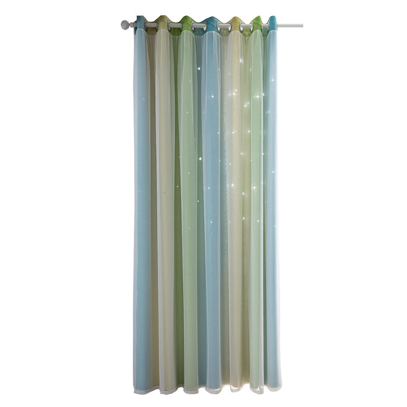 

1PCS Cortinas de estrella, Cortinas de ventana de estrella de doble capa de estilo hueco, transparentes y coloridas,Verde 95x53in - Decdeal