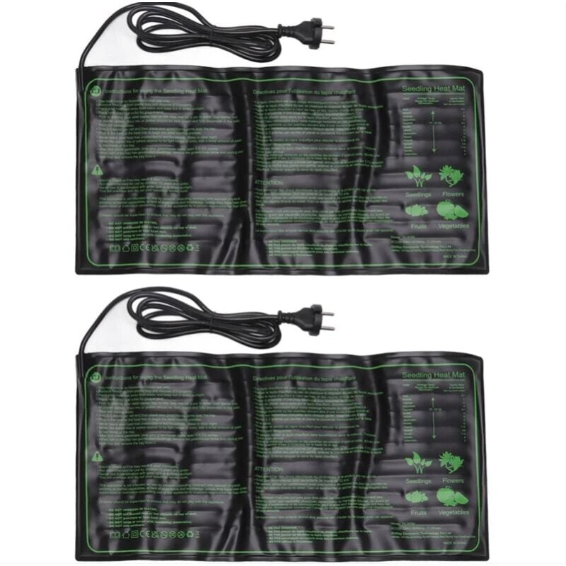 Decdeal 2 Pièces Tapis Chauffant Imperméable Pour Semis,Coussin à Température Constante pour la Croissance des Graines de Plantes,Prise ue 220-240V