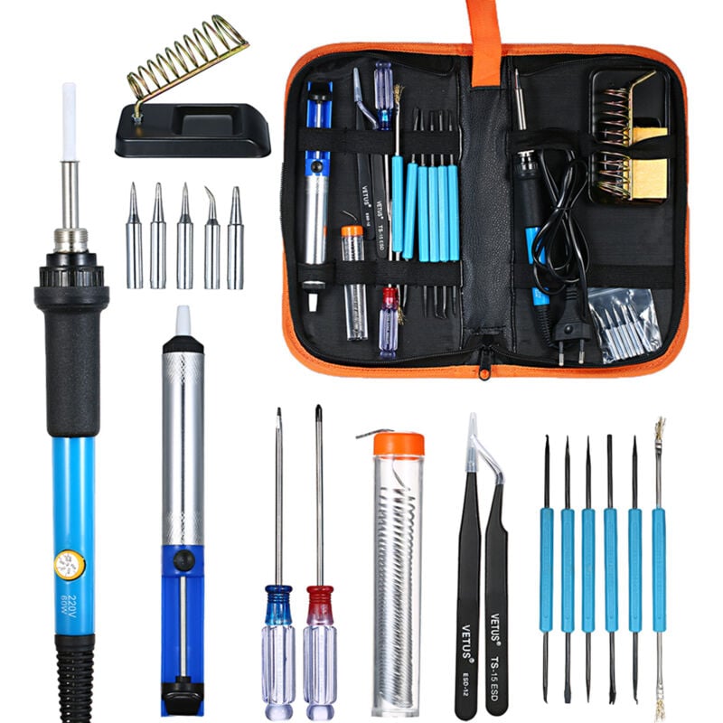 Image of Decdeal - 20pcs Electronic Löten Eisenkit mit einstellbaren Temperaturreparaturwerkzeugen