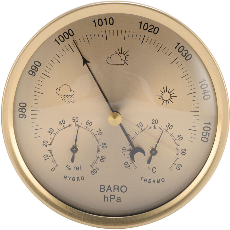 Decdeal 3 po en 1 baromètre Hygromètre Température Mur Mur de la suspension météo Gold Station de prévision météo pour la maison et le bureau 130 mm