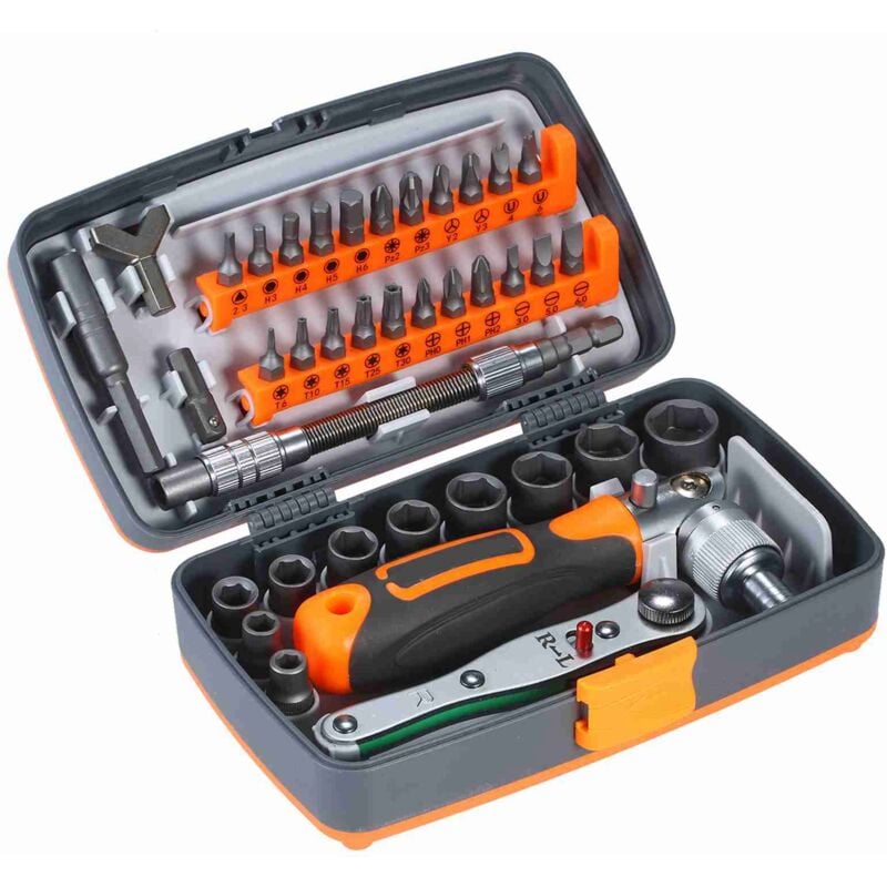 Decdeal - 38 Pièces Kit Tournevis Magnétique à Cliquet de Précision,avec Tige Flexible Extensible,Set de Réparation Électronique Professionnel pour