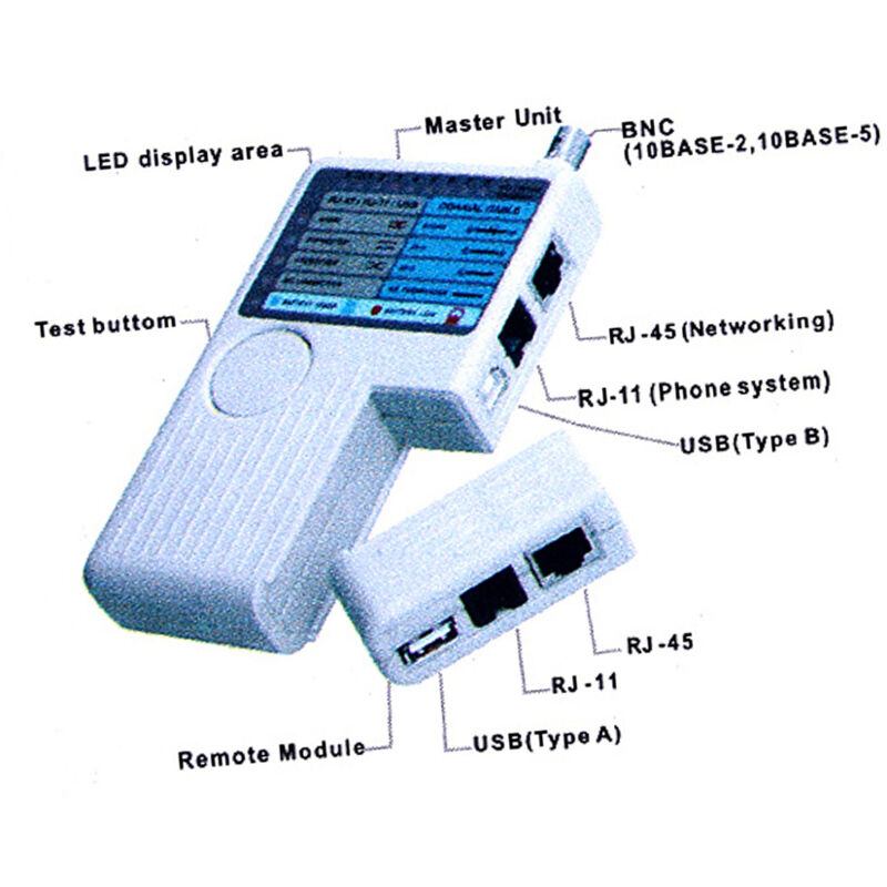 Image of Decdeal 4-in-1 Remote RJ11 RJ45 USB BNC LAN-Netzwerk-Telefonkabel-Tester-Messgerät Gerätsmaschine